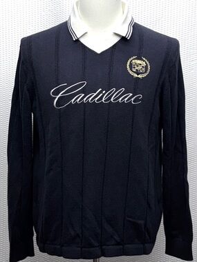 Abercrombie Cadillac Rugby Collar Sweater Mens M Navy V Neck 2025